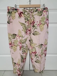 Bermuda Bay Caprihose Seide/Leinenmischung Tropical Gr. XL Blumen Hawaii Print  - Bild 1 von 8