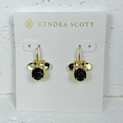 Authentic Kendra Scott x Disney Minnie Mouse Black/Gold Drop Earrings – New  - Image 1 of 4