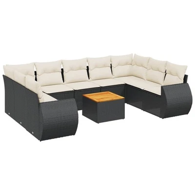 Patio Sofa Set with Cushions Outdoor Furniture 10 Piece Poly Rattan vidaXL - Image 1 of 4