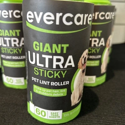 Evercare Giant ULTRA STICKY Pet Lint Remover Roller 3 Pack Of 60 Sheets Each