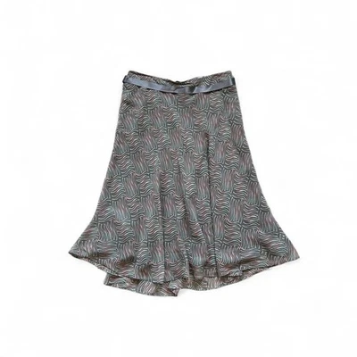 VTG Y2k anne klein silk geometric design pink grey flowy skirt tie ribbon 12 - Image 1 of 4