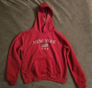 GIRLS PINK FLEECE HOODED PULLOVER SWEATSHIRT SIZE 10/12 BY WALI - Picture 1 of 1