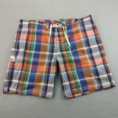 Vintage Polo Ralph Lauren Swim Shorts Mens 40 Multicolor Madras Plaid Unlined - Image 1 of 4