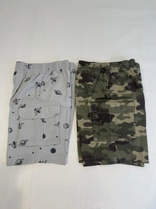 Pantalones Cortos Carga Garanimals Niños Talla 5T (LOTE DE 2 Piezas) Gris y Verde Camuflados Cintura Elástica - Imagen 1 de 6