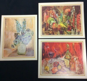 Lote de 3 impresiones artísticas litográficas vintage con estampado artístico Michele - papel texturizado de 8""x10 - Imagen 1 de 4
