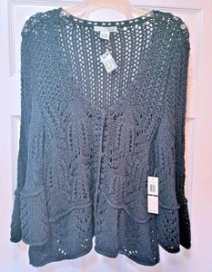 Women's RXB Brand Loose Knit Black Dressy Sweater w/ Bell Sleeves Size L NWT - Picture 1 of 6