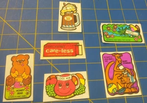 Lot of 6 Vintage "Scratch And Smell" Stickers TACO Cool Ade Root Beer Care Less - Picture 1 of 8