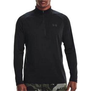 Under Armour Mens Tech 2.0 Training Top Black Half Zip Long Sleeve Gym Jersey