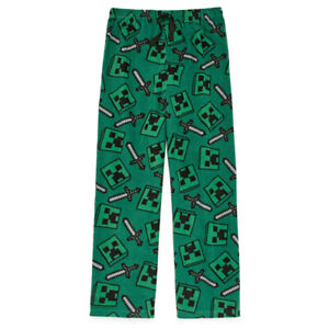 Minecraft Pajama Pants Lounge Pants Fleece Pajama Pants Green Boy Size 4, 6