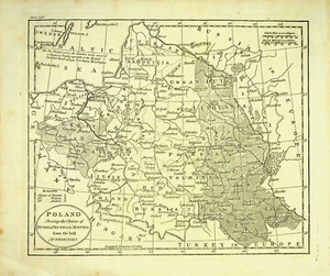 Mapa antiguo auténtico y original Guthrie Polonia 1795 mostrando reclamaciones 10,1" x 8,4" - Imagen 1 de 2