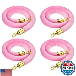 PATIKIL 4 Piedi Corda da Supporto in Velluto Rosa, Confezione da 4 Corde Barriera Controllo Folla - Foto 1 di 5