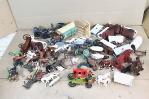 TIMPO TOYS BRITAINS SWOPPET JOB LOT of WILD WEST COVERED WAGONS HORSES 15oe