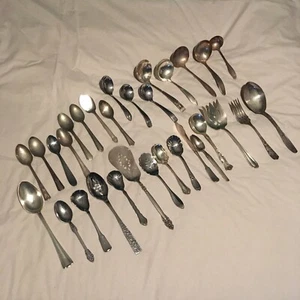 31 Piece Mixed LOT Silverplate Spoons Fancy Handpicked Flatware Silverware READ - Picture 1 of 9