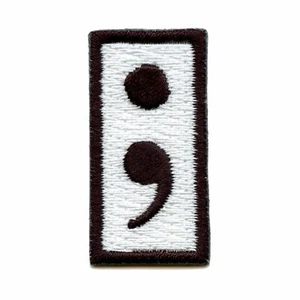 Semi Colon Movement Suicide Prevention Symbol Embroidered Iron On Patch - Picture 1 of 1