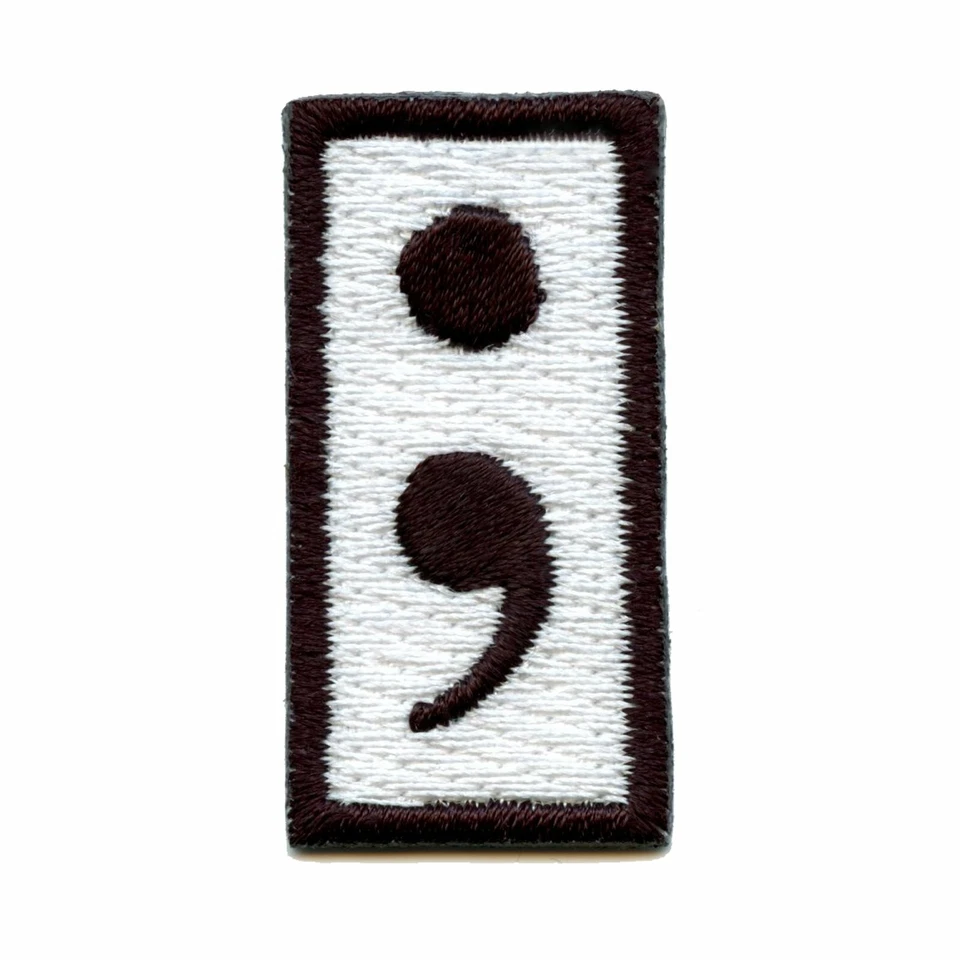 Semi Colon Movement Suicide Prevention Symbol Embroidered Iron On Patch - Image 1 of 1