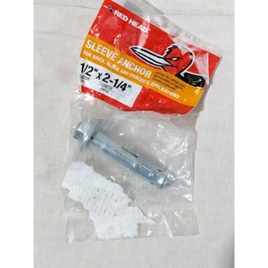 Red Head Sleeve Stud Bolt Anchor 1/2" Dia x 2-1/4" Length For Brick Block & Conc - Picture 1 of 3