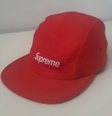 SS17 Supreme 缎面露营帽红色帽子盒标志美国制造 — 第 1/4 张图片