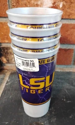 LSU Plastic Cups Vintage 4 Cups - 24 OZ - NOS Sealed - Image 1 of 2