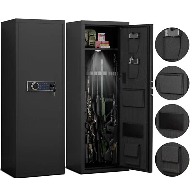 Heavey Duty, Large Size 5-8 Gun,Black Gun Cabinet, Dual Alarm System, H52 inch - Image 1 of 4