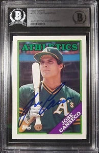 1988 Topps On-Card Blue Ink Autograph #370 Jose Canseco OAK BGS AUTHENTIC AUTO - Picture 1 of 17
