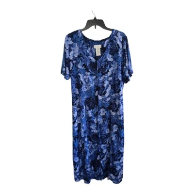 VTG White Stag Shirt Floral Dress 18W Women Blue White Button Up Excellent - Image 1 of 4