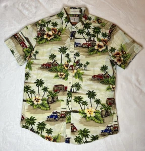 Denim & Flower Ricky Singh Hawaiian Shirt Medium Men's Floral Tropical Palm Tree - Picture 1 of 14