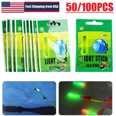 100Pcs Mini Fishing Fluorescent Lightstick Light Night Float Clip On Glow Stick - Image 1 of 4