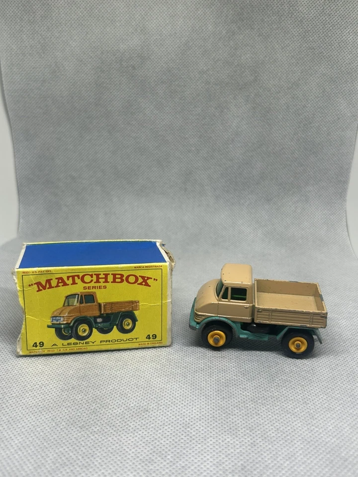 Tan Unimog 49 Lesney 火柴盒系列 1960 年代英国制造带原装盒 — 第 1/4 张图片