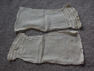 Antique Early Victorian Over Dress Sleeves Handmade lace detail - Image 1 of 4