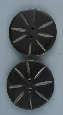 RUSTIC CARVED HORN BUTTON - SET OF 2 - Image 1 of 4