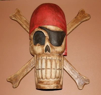 PIRATA / Grande Madera Colgante Pared Pirata / Jolly Rodgers / Expositor Sala Pirata Foto 1 de 2