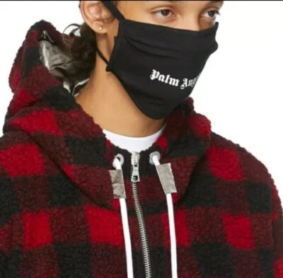 Palm Angels Authentic Black White Logo Face Mask One Size Adjustable RRP £69 - Image 1 of 4