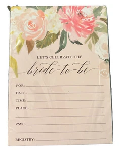 25 Pink Floral Bridal Shower Invitations &25 Envelopes”Let’s Celebrate The Bride - Picture 1 of 6