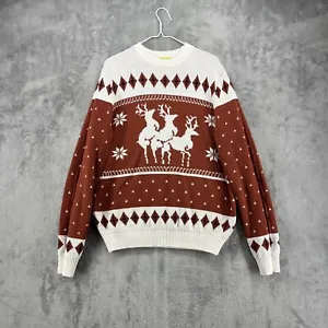 Tipsy Elves Sweater Mens Large Multicolor Reindeer Fair Isles Christmas Designer - Picture 1 of 13