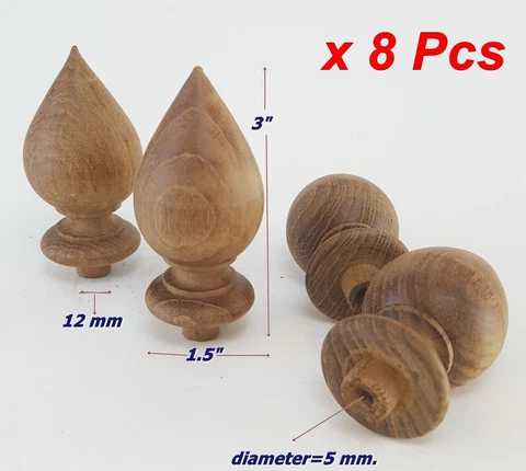 8x 3"PcsTeak Wood Finial Lotus Shape Vintage Regulator Wall Clock Furniture Deco Cover