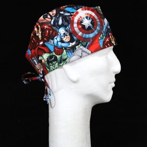Large Marvel DC Comics Colorful Characters All Over on Theme Scrub Hat - Picture 1 of 1