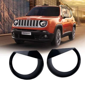 Front Light Black ABS Headlight Lamp Covers Trim for Jeep Renegade 2015-2018 - Picture 1 of 10
