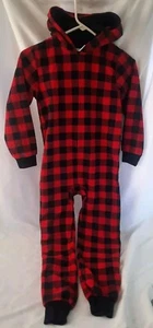 Childrens Place Red and Black Checker Fleece One Peice Youth 7/8 M Pajamas  - Picture 1 of 4