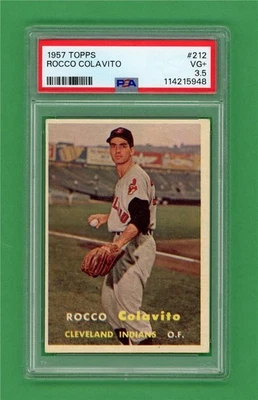 1957 Topps #212 Rocky Colavito * ROOKIE * STRONG * PSA VG+ 3.5 *old Indians card - Image 1 of 2