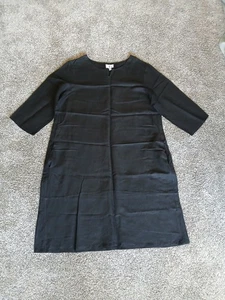 Vestido Toofan Negro Lino M Talla Grande Lagenlook Moderno Minimalista Contemporáneo  - Imagen 1 de 10