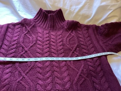 BRAVE SOUL BURGUNDY ARAN CABLE KNIT JUMPER L 14 16 EUR 44 46 48 - Image 1 of 4