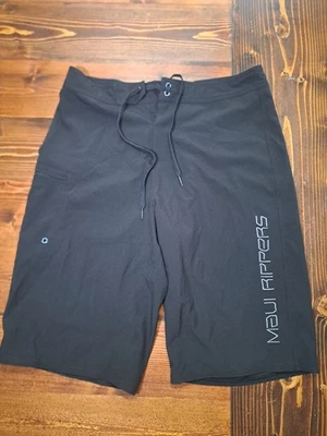 Maui Rippers Boardshorts Swim Surf Shorts Black Cargo Pockets Men's 32 Hawaii - Image 1 of 2
