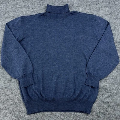 Suéter Cuello Alto Enrico Gorlani Para Hombre M Azul Lana Merino Fina Italia Foto 1 de 4