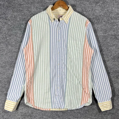 Camisa Oxford J Crew Para Hombre Talla M Rayas Bloque de Color Rota en Algodón Orgánico Foto 1 de 4