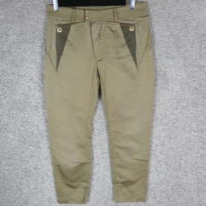 MARITHE FRANCOIS GIRBAUD WOMEN'S PANT W26 CROPPED KHAKI LINIEN COTTON TAPERED - Picture 1 of 12