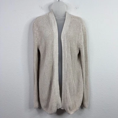 Cárdigan John + Jenn Mujer S Beige Frente Abierto Con Cordones Traseros Tejido Boho Cottage Foto 1 de 4