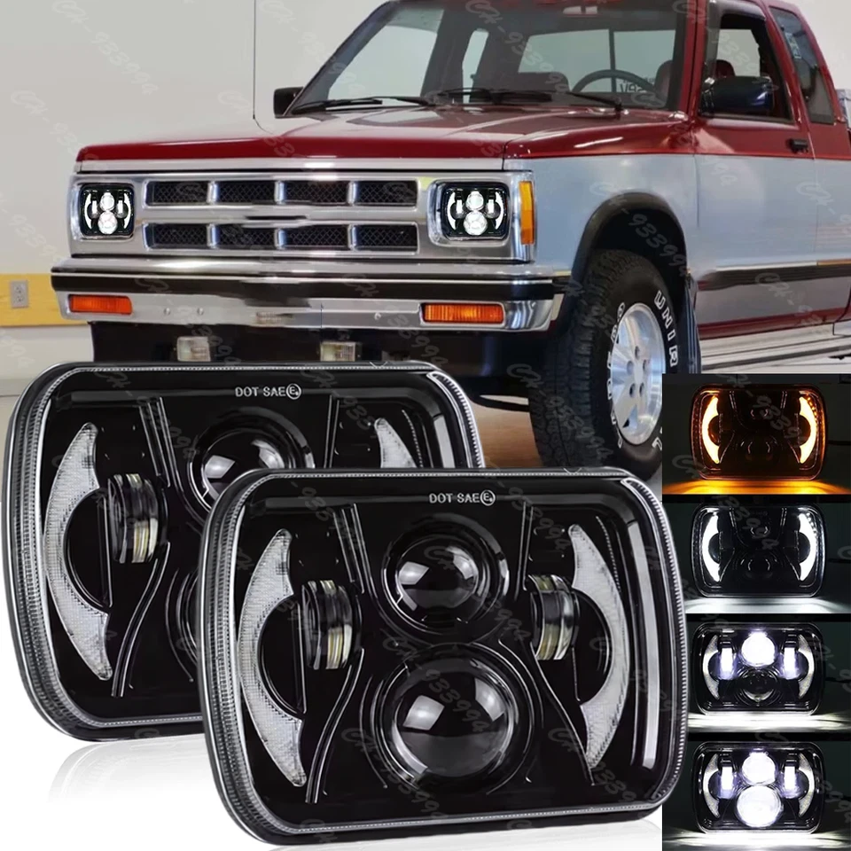 LED Headlights Hi/Lo Beam Pair For 82-93 Chevy S10 Blazer GMC S15 7X6" Projector - Image 1 of 4