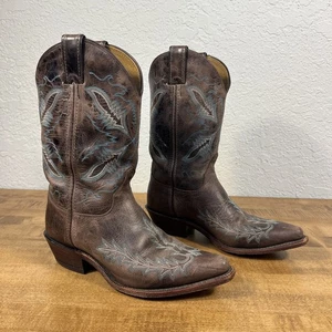 Justin Boots Womens 8.5 B Brown Bent Rail Distressed Lther Western Rodeo BRL106 - Picture 1 of 24