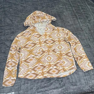 Wallflower Aztec Tribal Hooded Knit Top Size Large Lightweight - Picture 1 of 6