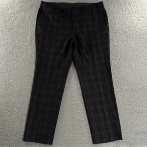 Lauren Ralph Lauren Mens Pants Burgundy Gray Black Size 42x32 Plaid Wool Blend - Picture 1 of 16